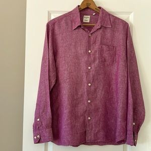 Murano Brand Baird McNutt Linen Button-Up Men's Shirt Purple/Berry MEASUREMENTS